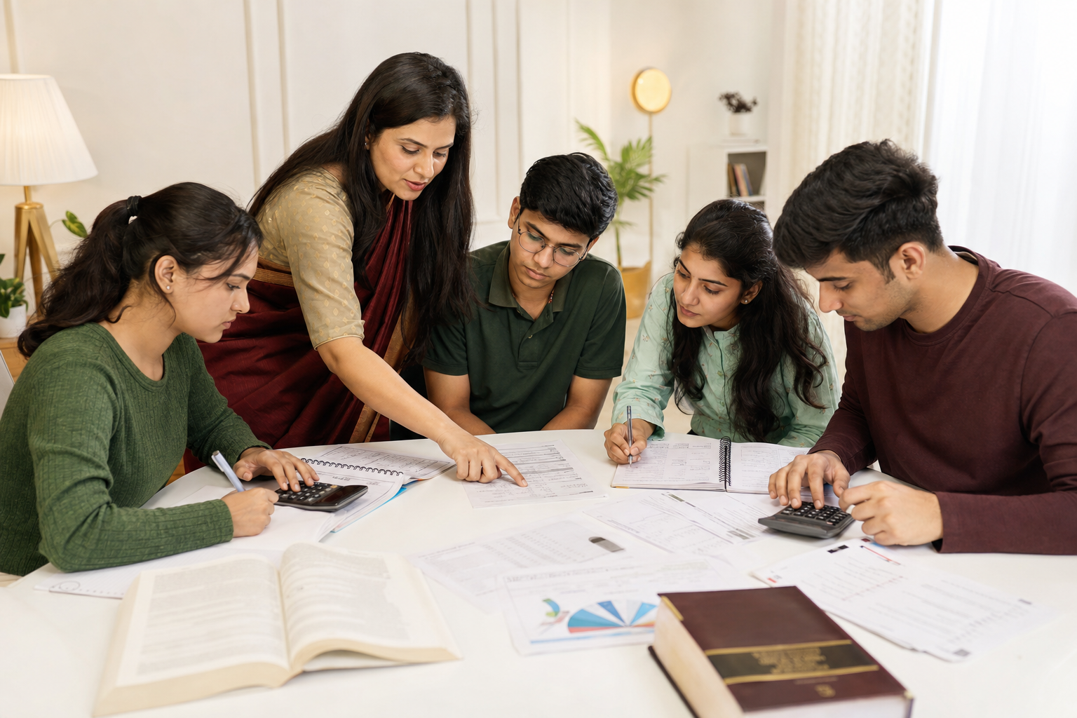 CA Foundation students solving Accounting and Quantitative Aptitude questions